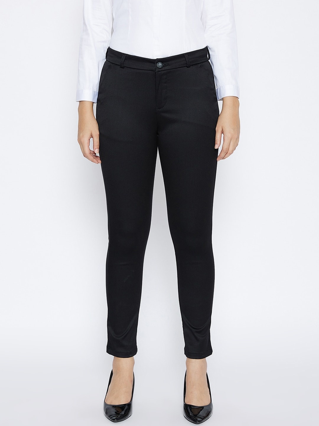 

Crimsoune Club Women Black Slim Fit Formal Trousers