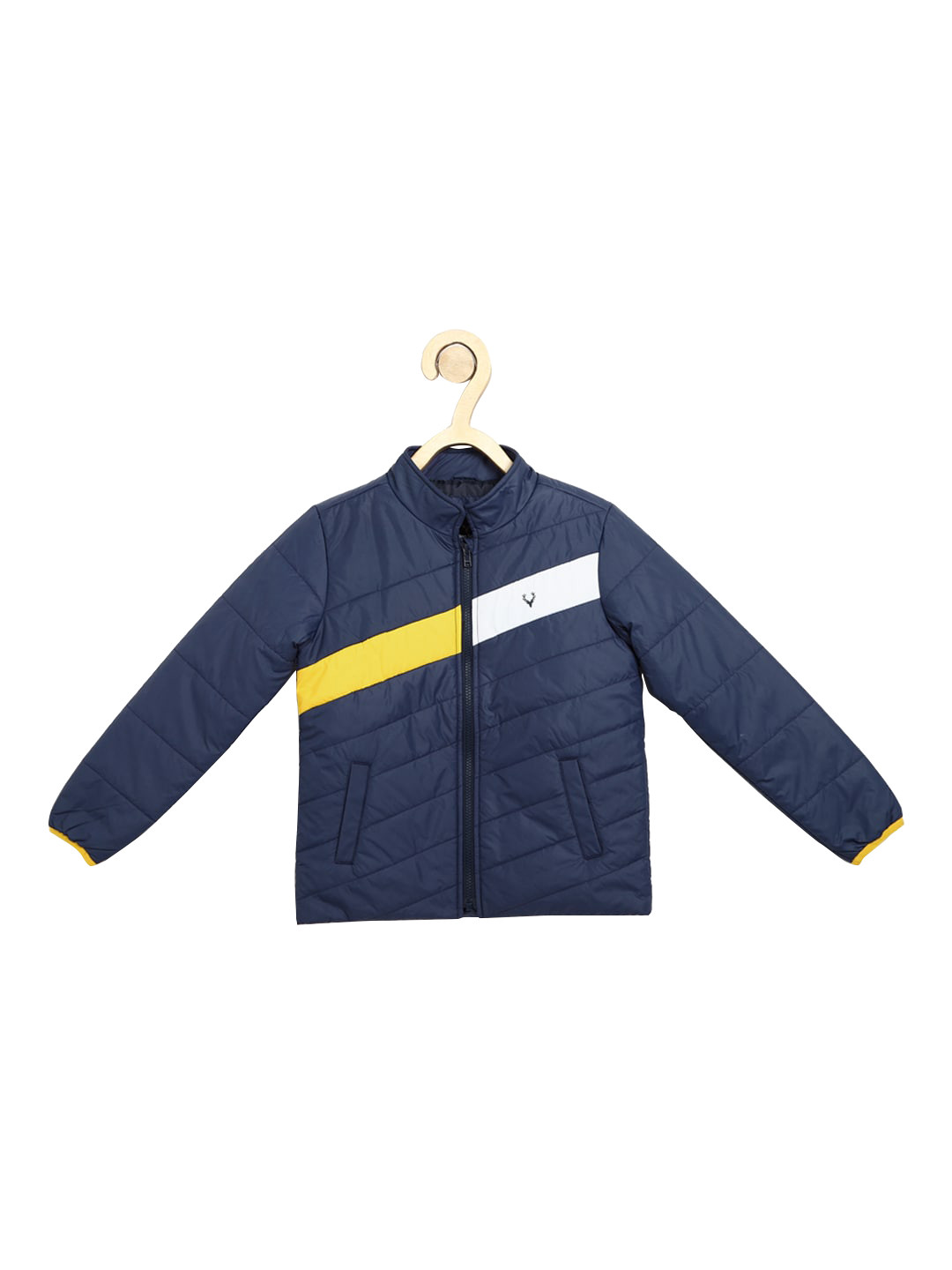 

Allen Solly Junior Boys Navy Blue Colourblocked Padded Jacket with Patchwork