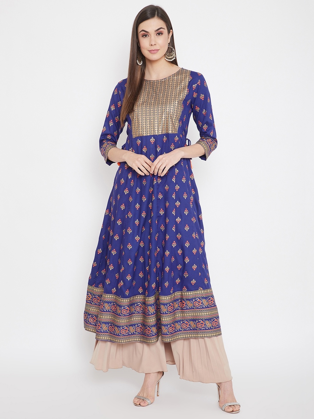 

Prakhya Women Blue Ethnic Motifs Printed Anarkali Kurta