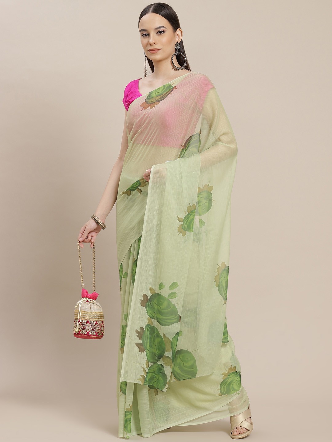

Anouk Green Floral Printed Saree