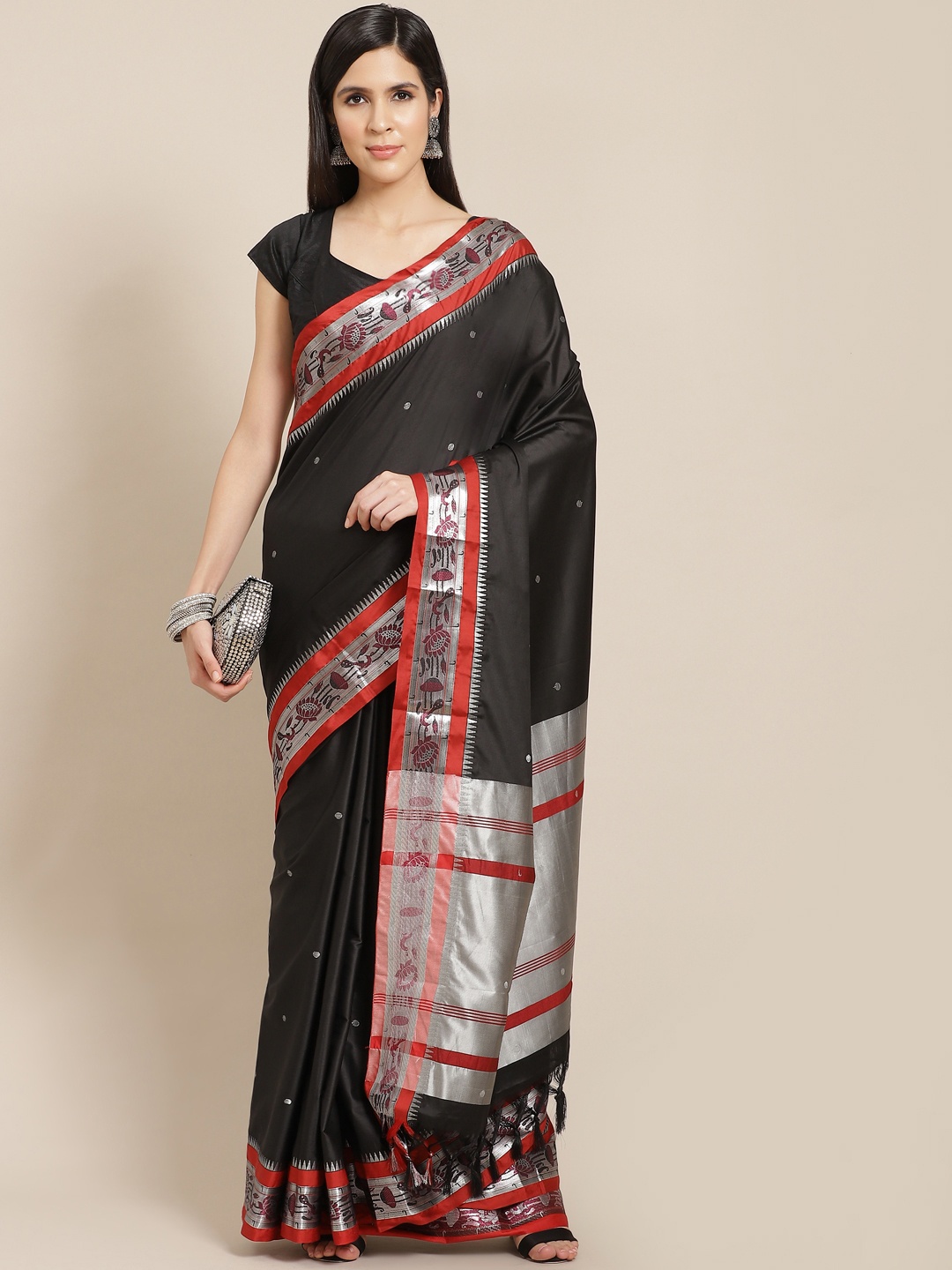 

Anouk Black & Silver Woven Design Banarasi Saree