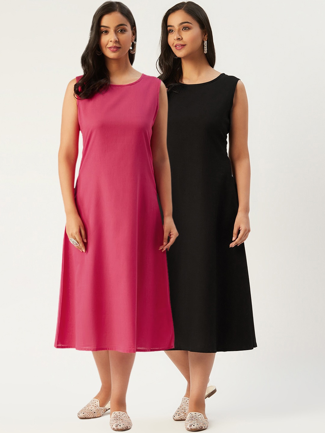 

Molcha Women Pack Of 2 Pure Cotton Dresses, Pink