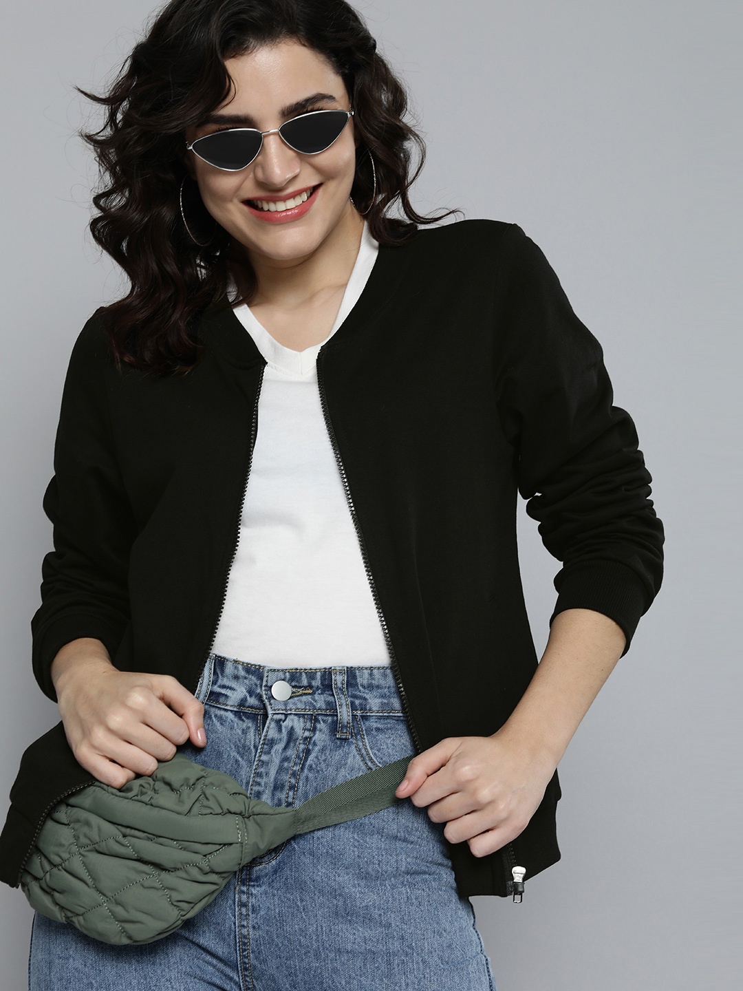 

HERE&NOW Women Black Solid Sweatshirt