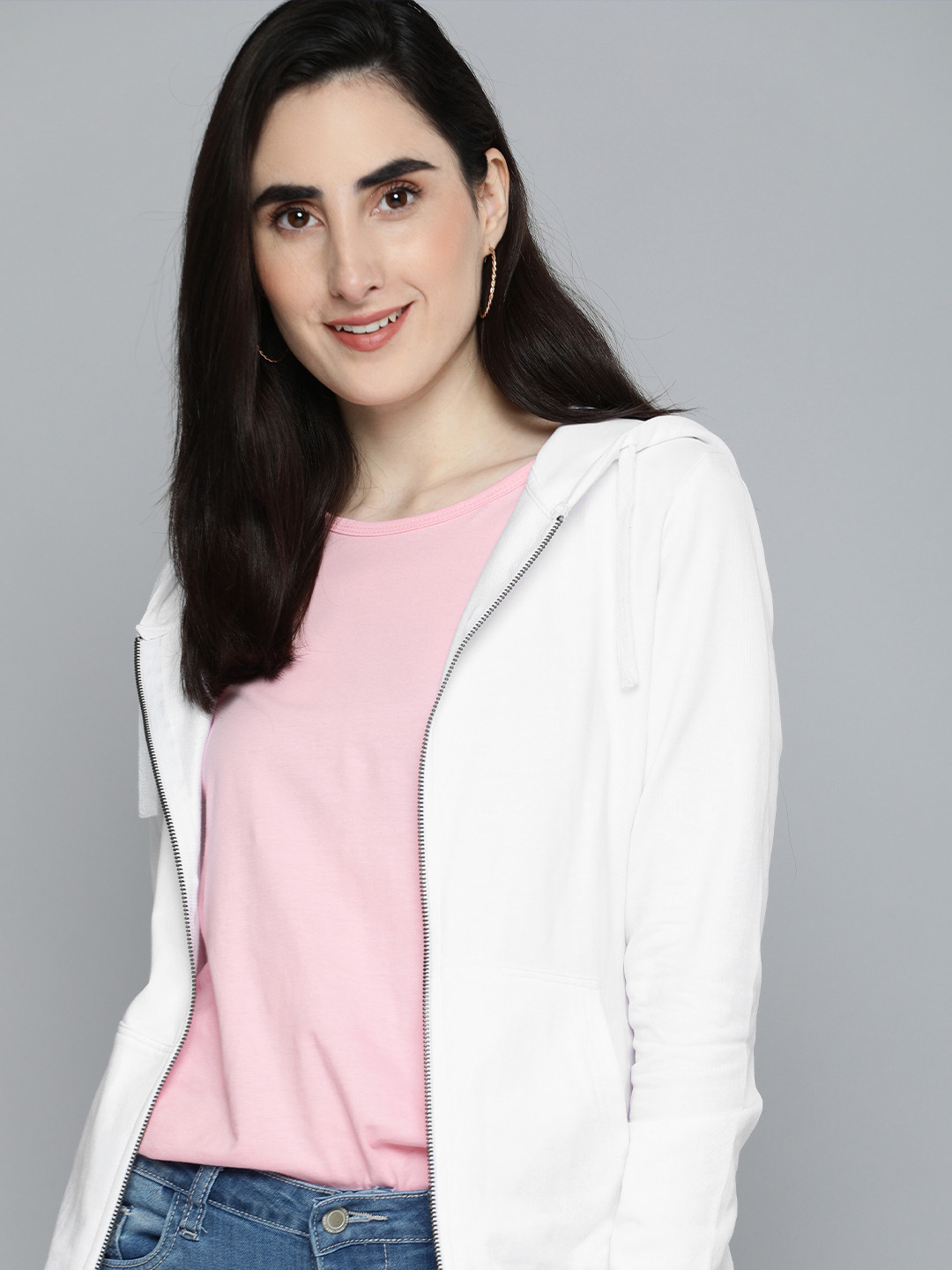 

HERE&NOW Women White Hooded Sweatshirt