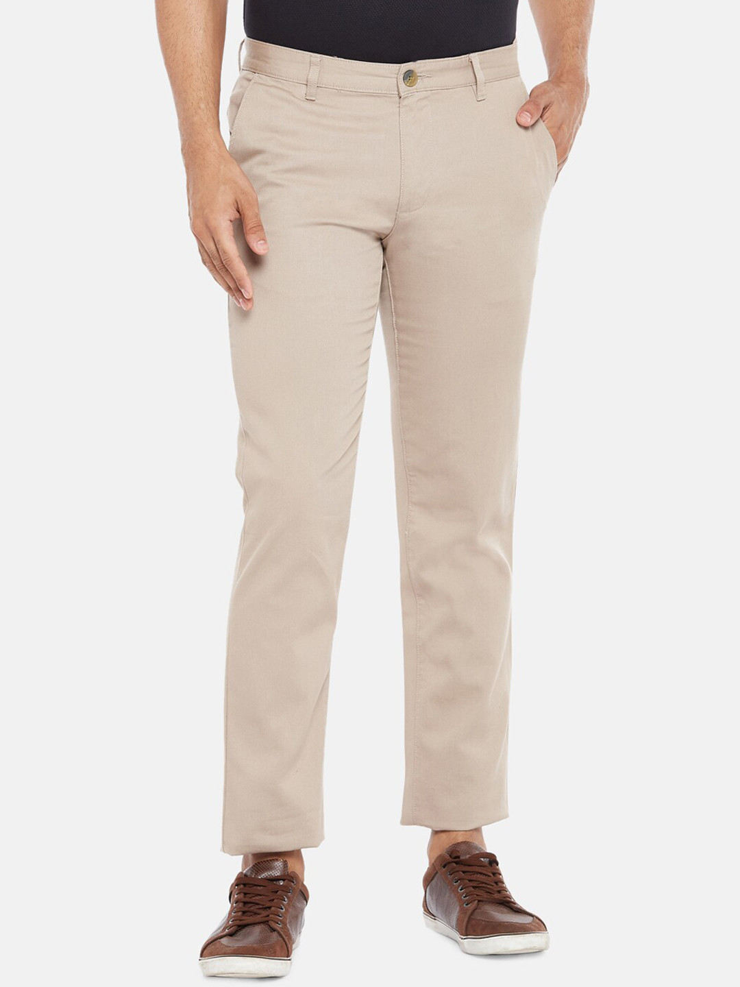 

BYFORD by Pantaloons Men Khaki Slim Fit Low-Rise Trousers