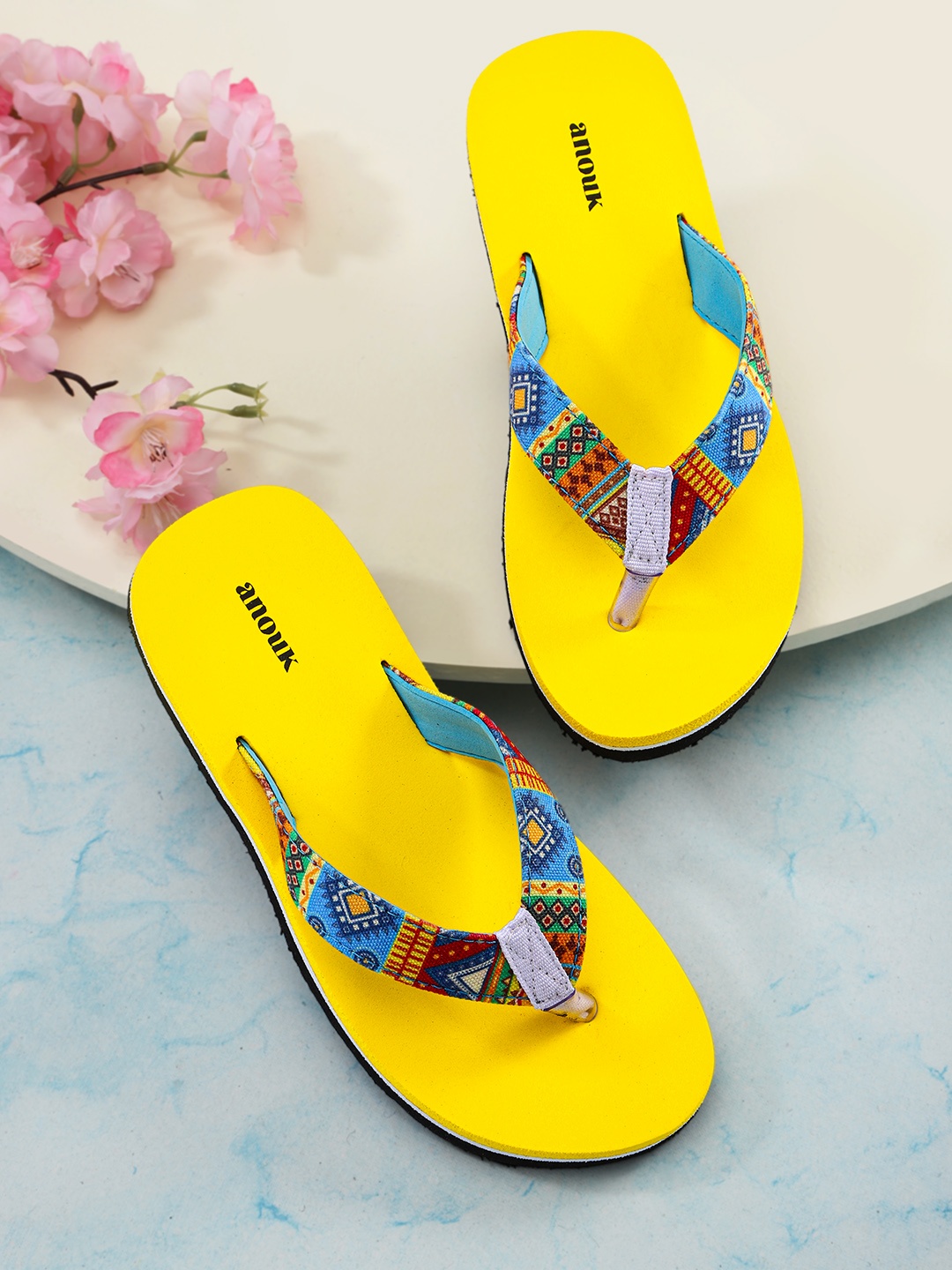 

Anouk Women Multicoloured Printed Thong Flip-Flops, Multi