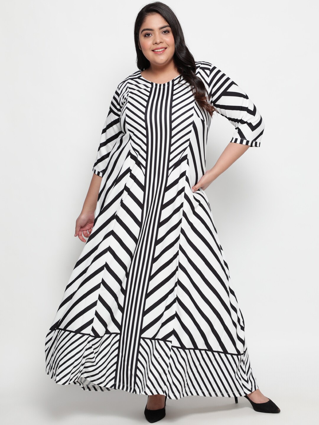 

Amydus Women Plus Size White Maxi A-Line Dress
