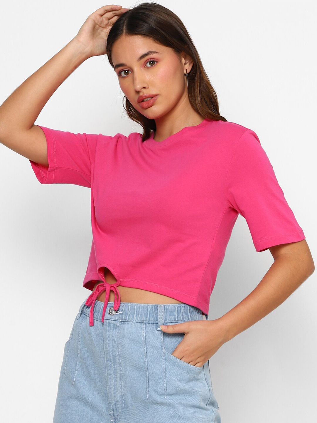 

FOREVER 21 Women Pink Regular Crop Top