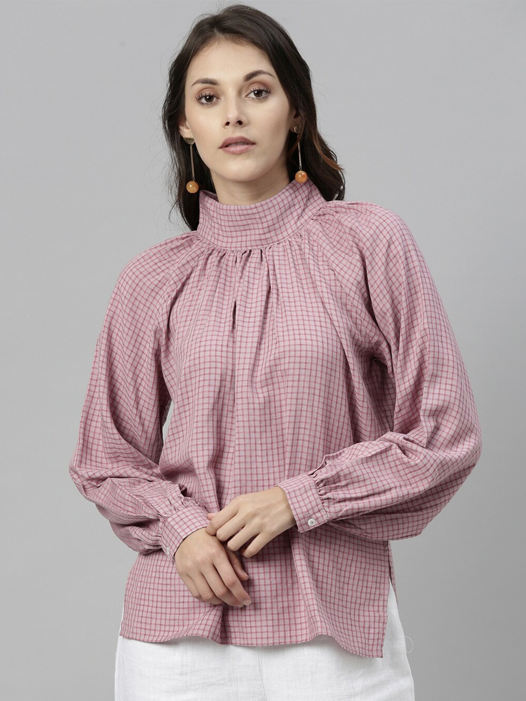 

RAREISM Mauve Checked Regular Top