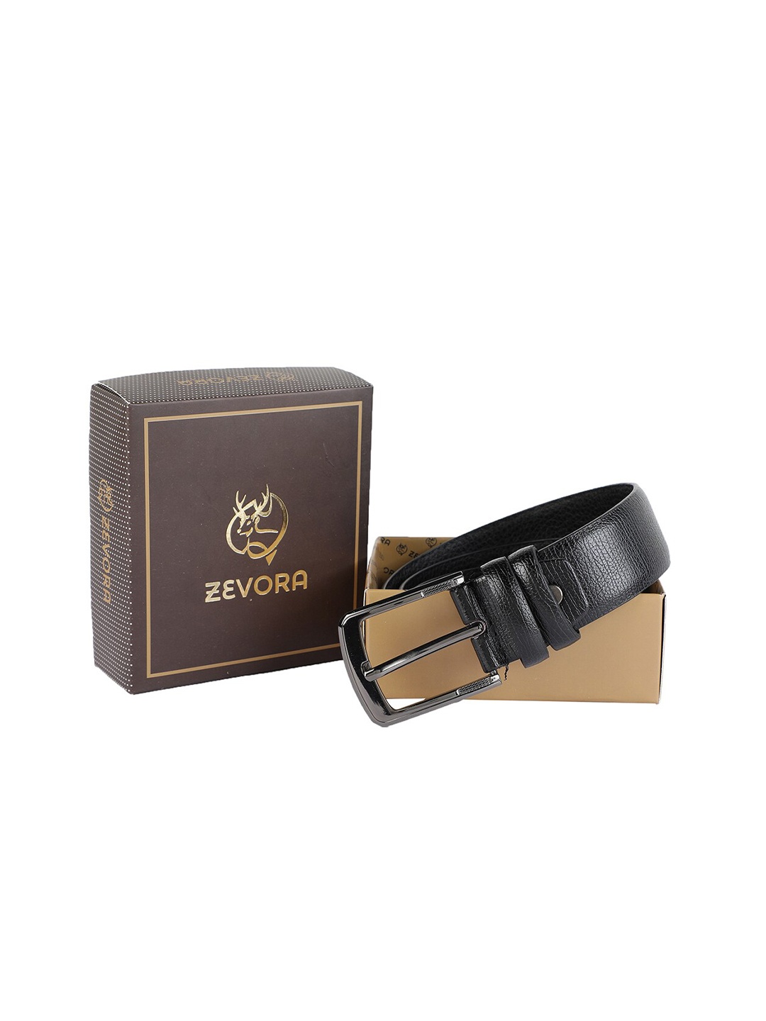 

ZEVORA Men Black Textured Belt