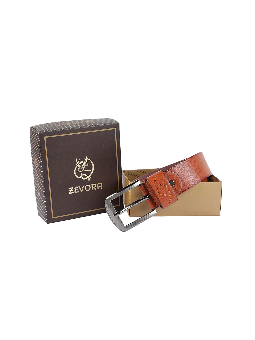 

ZEVORA Men Tan Textured Belt