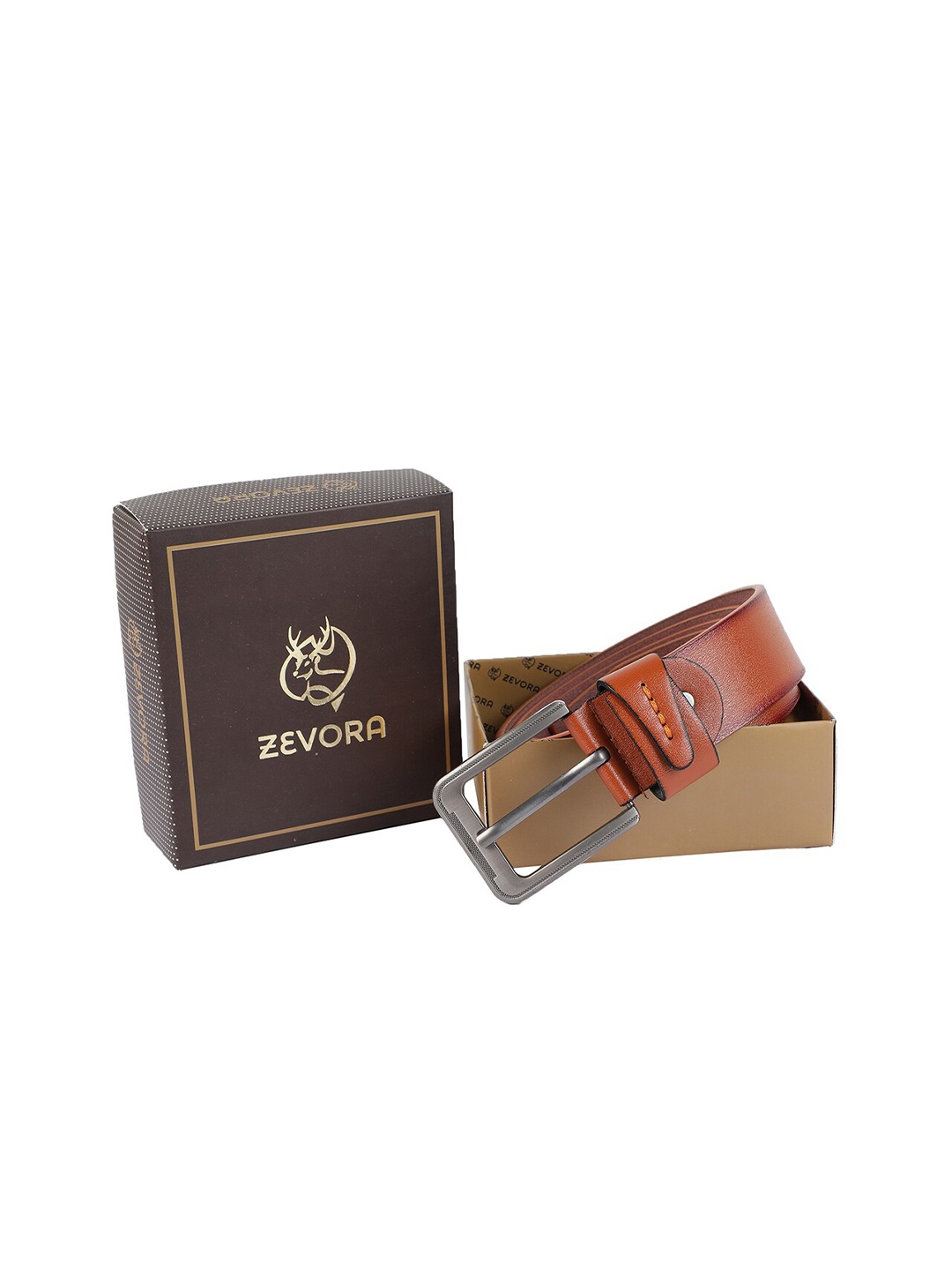 

ZEVORA Men Tan Textured Belt