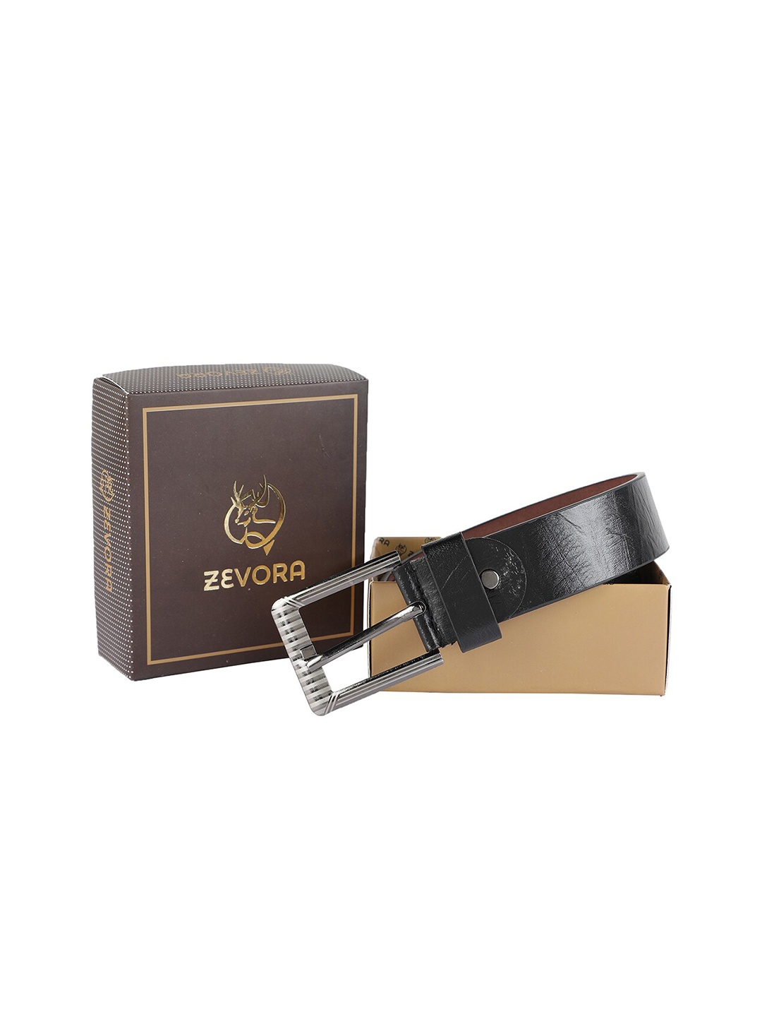 

ZEVORA Men Black Textured Belt