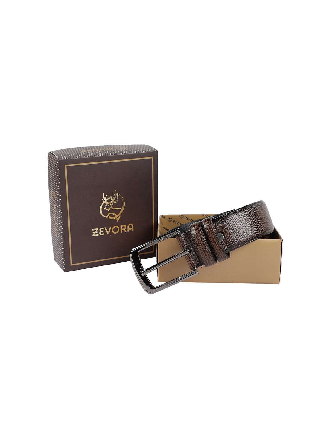 

ZEVORA Men Brown Textured Belt