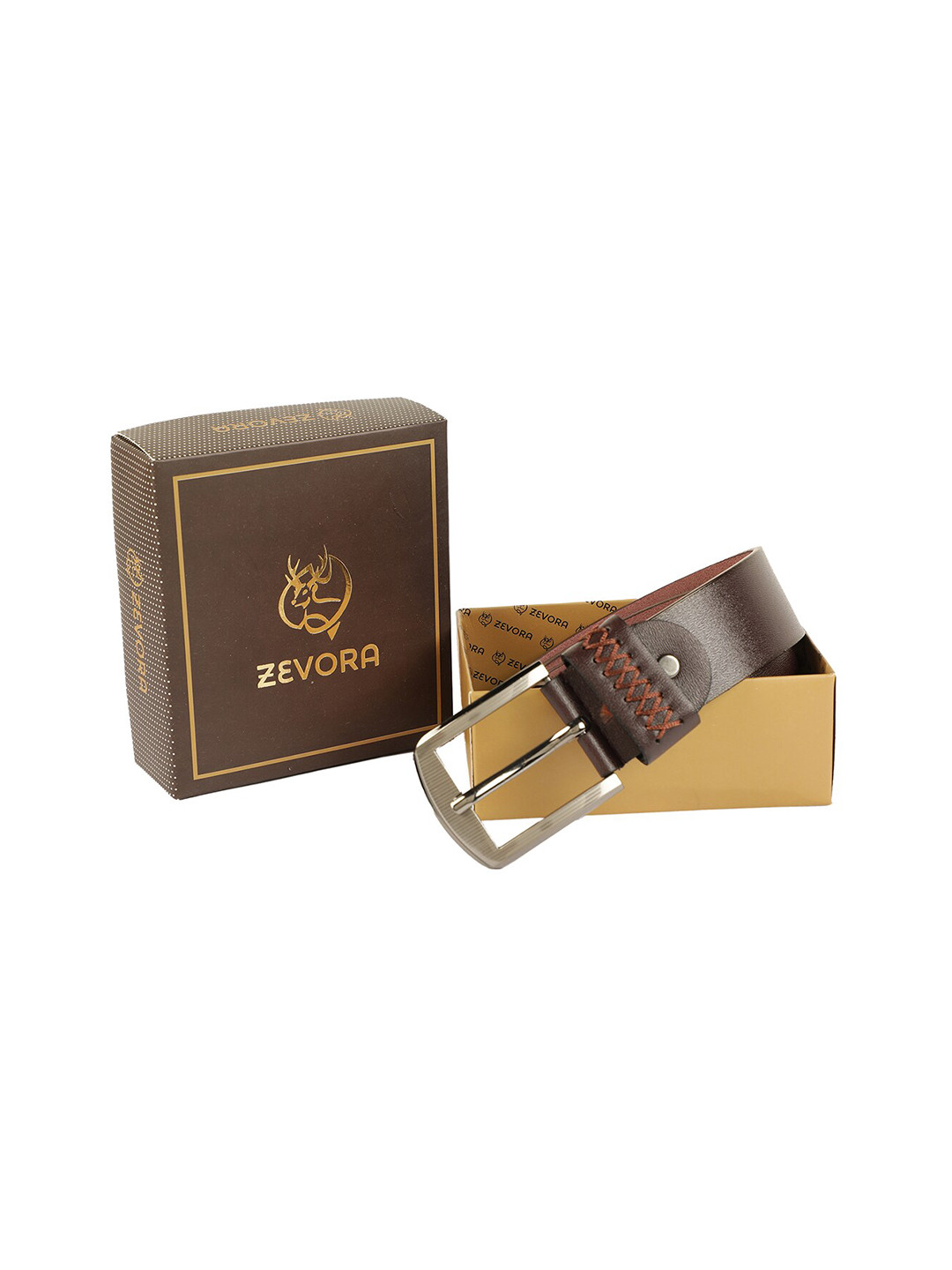 

ZEVORA Men Brown Textured PU Belt