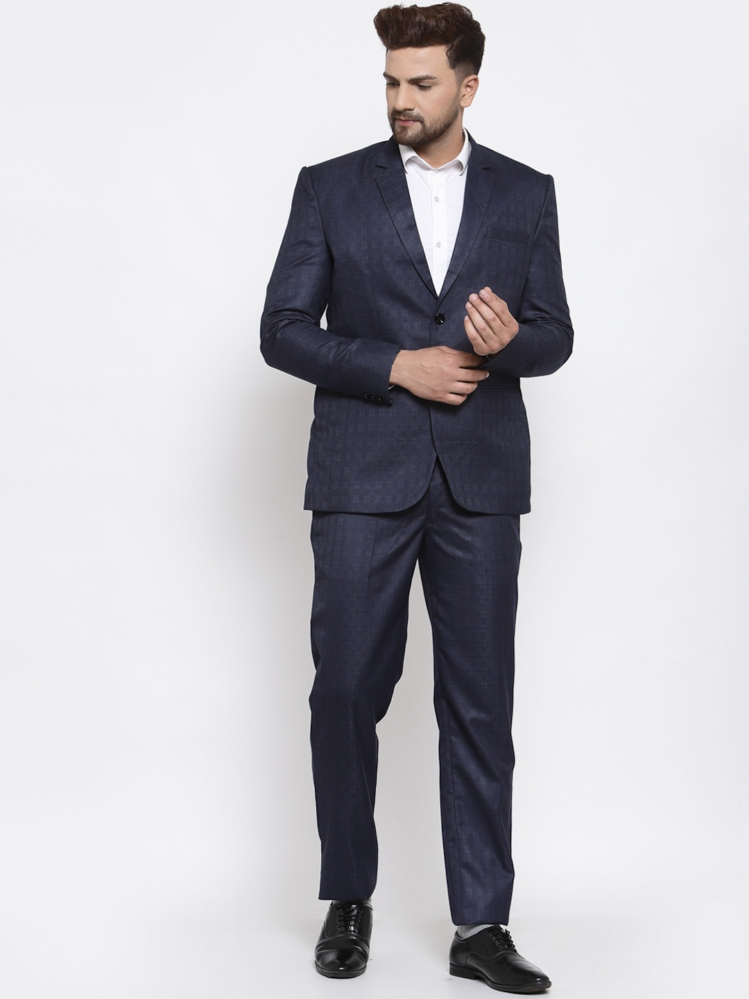 

Klotthe Men Blue & Black Solid Cotton Blend Suit (2 pieces)