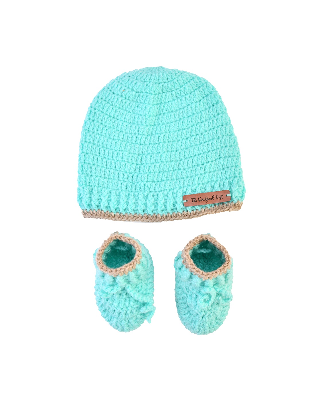 

The Original Knit Unisex Kids Turquoise Blue Beanie Cap With Socks