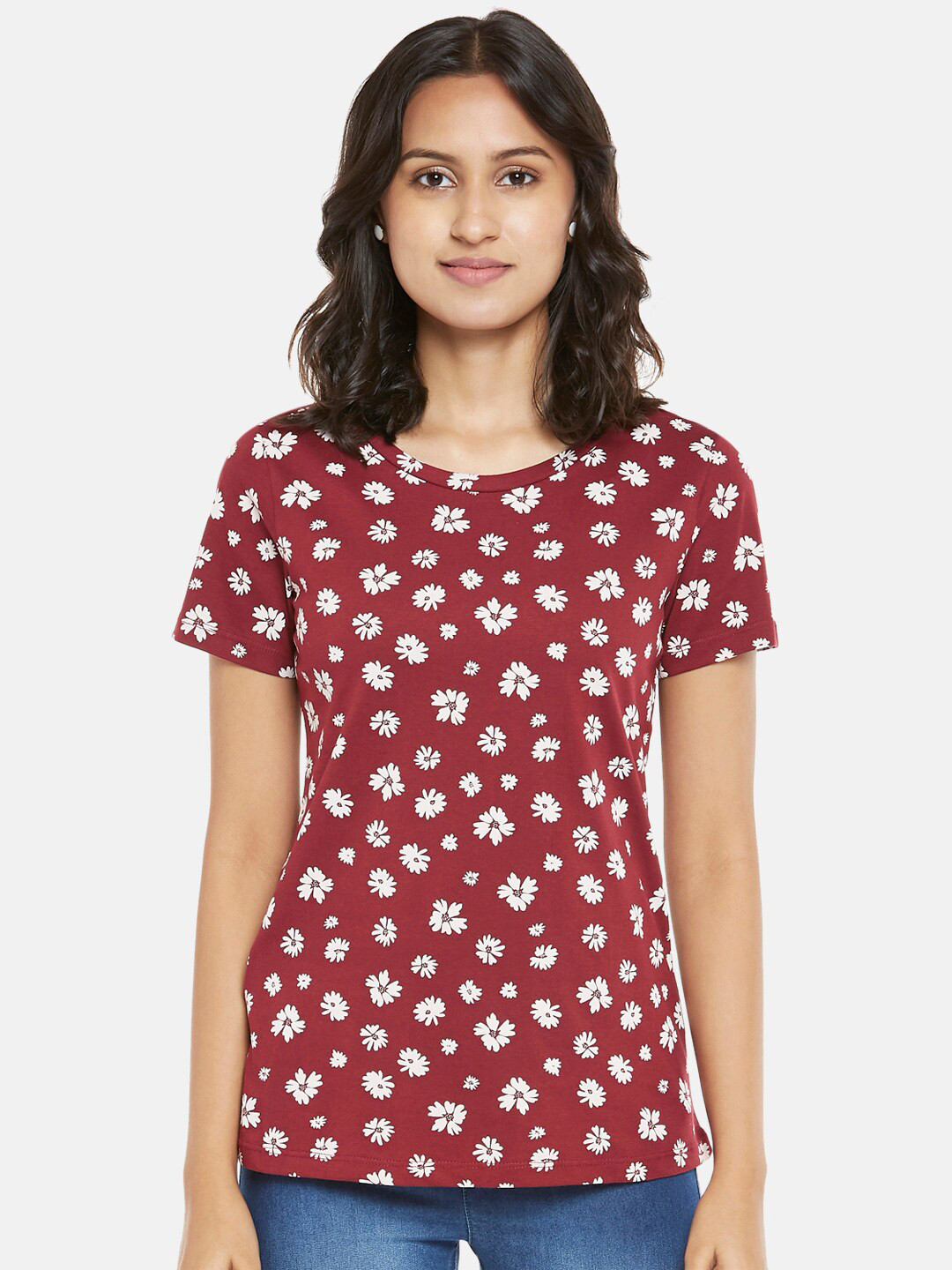 

Honey by Pantaloons Women Red Printed T-shirt