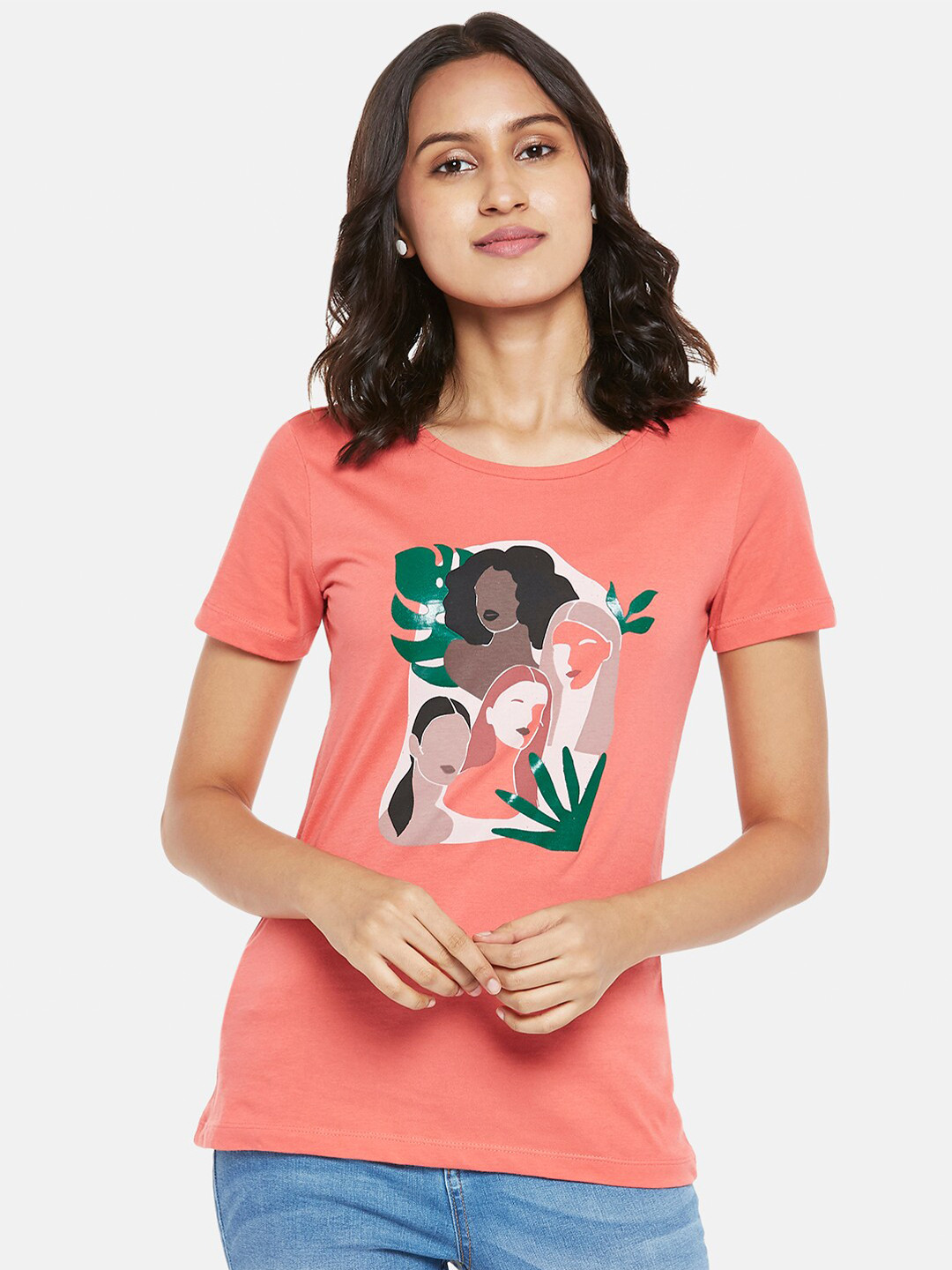 

Honey by Pantaloons Women Rust Printed T-shirt