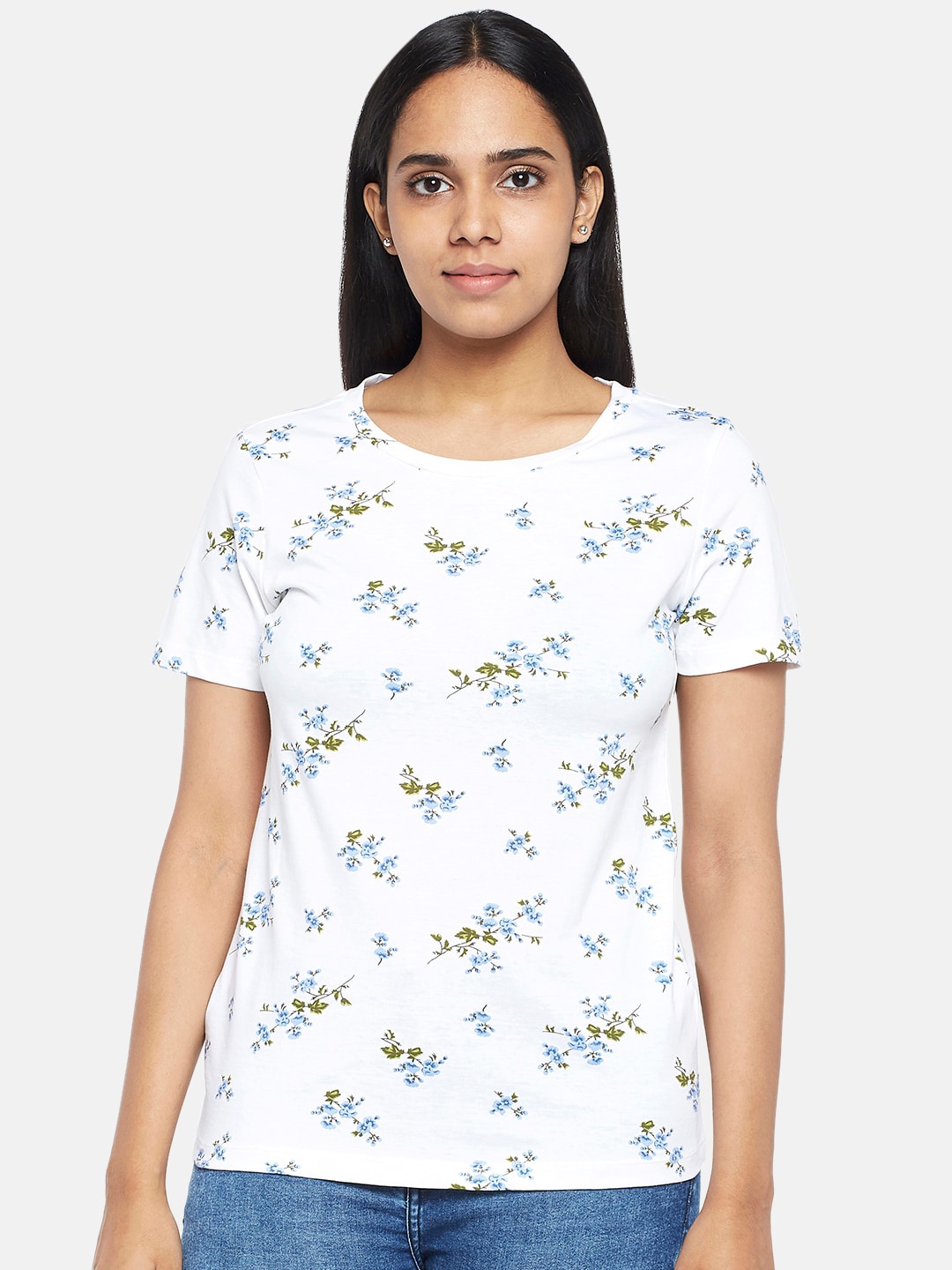 

Honey by Pantaloons Women White Floral Printed T-shirt