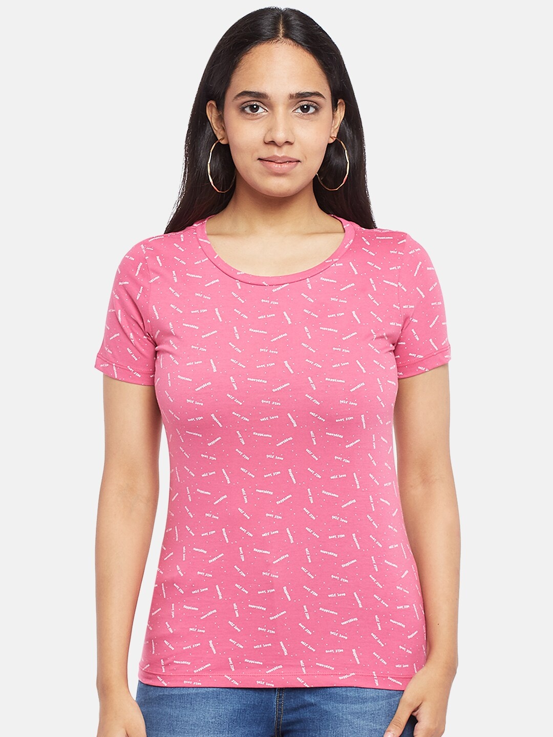 

Honey by Pantaloons Women Pink Printed T-shirt
