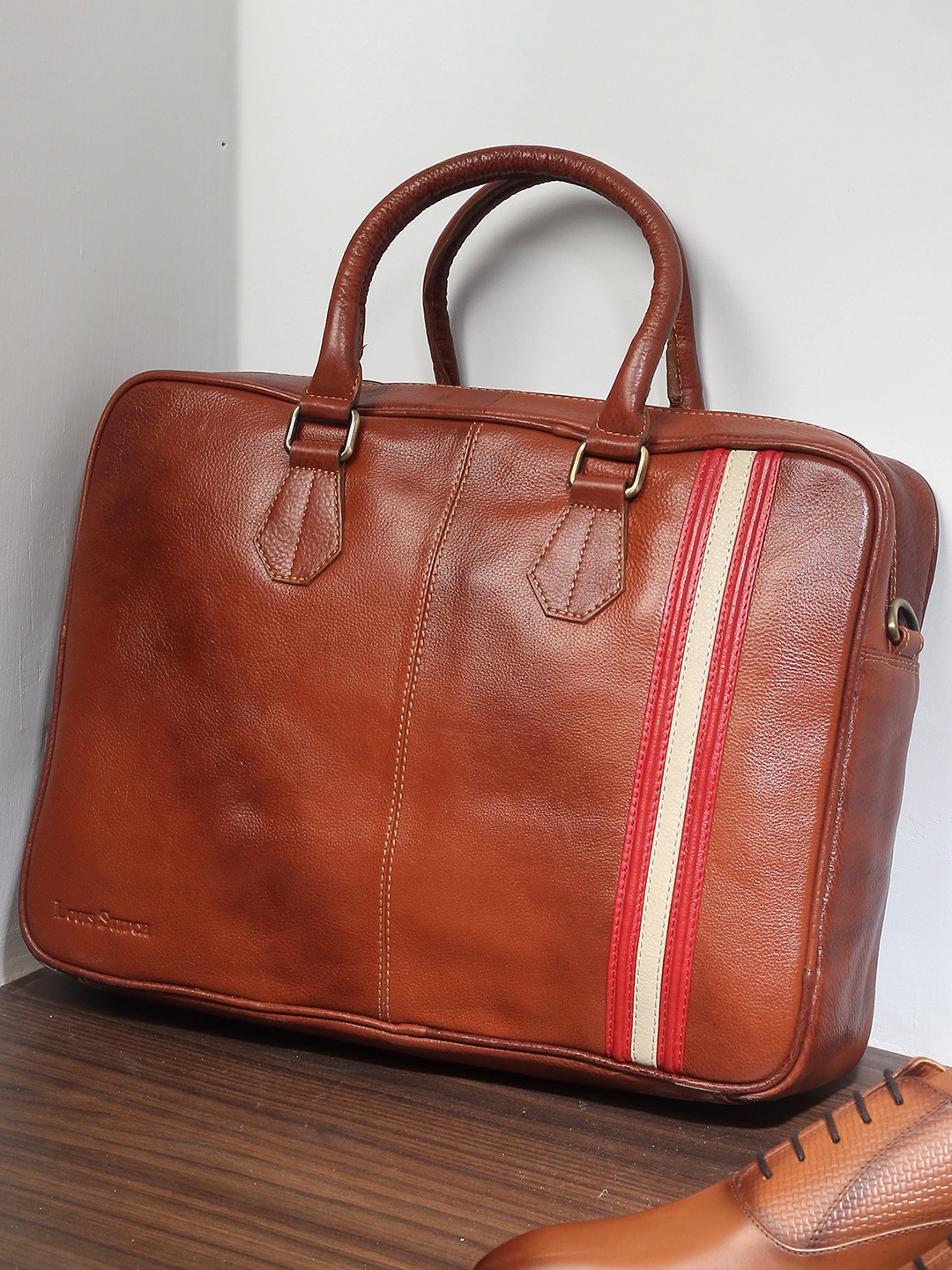 

LOUIS STITCH Unisex Brown Leather Laptop Bag