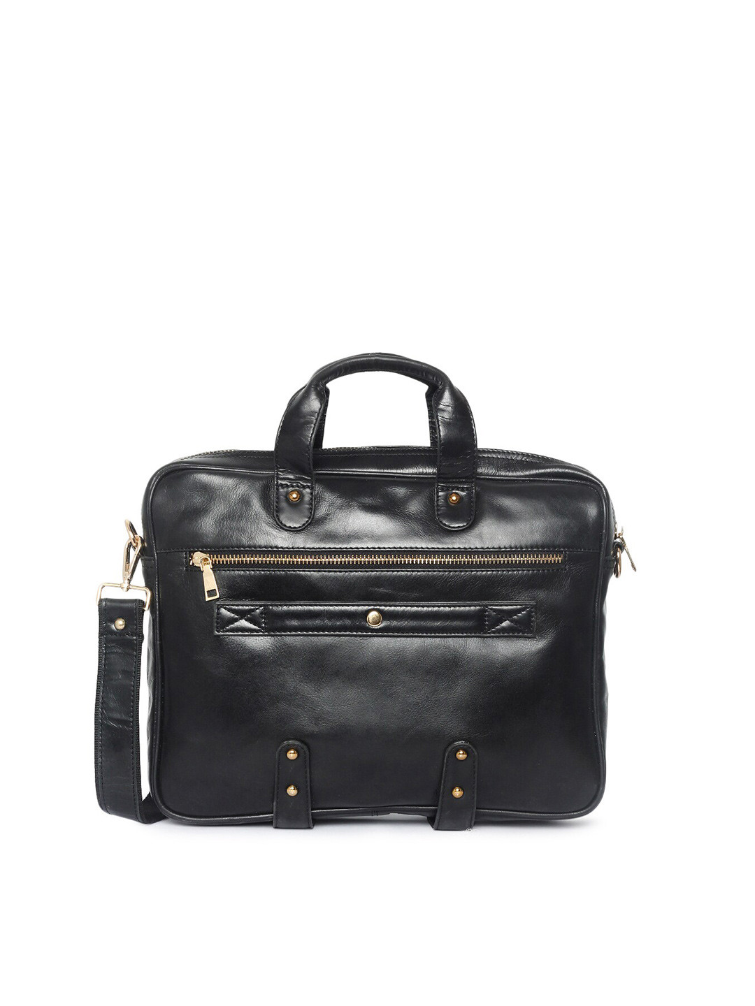 

LOUIS STITCH Unisex Black Leather Laptop Bag