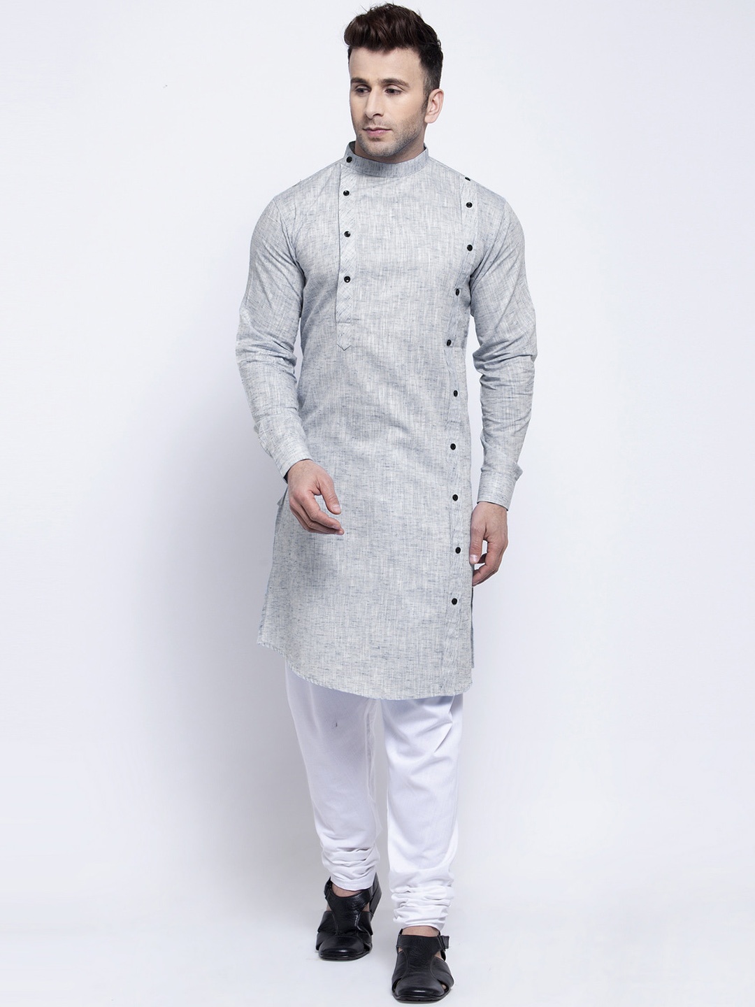 

KLOTTHE Men Grey A-Line Kurta