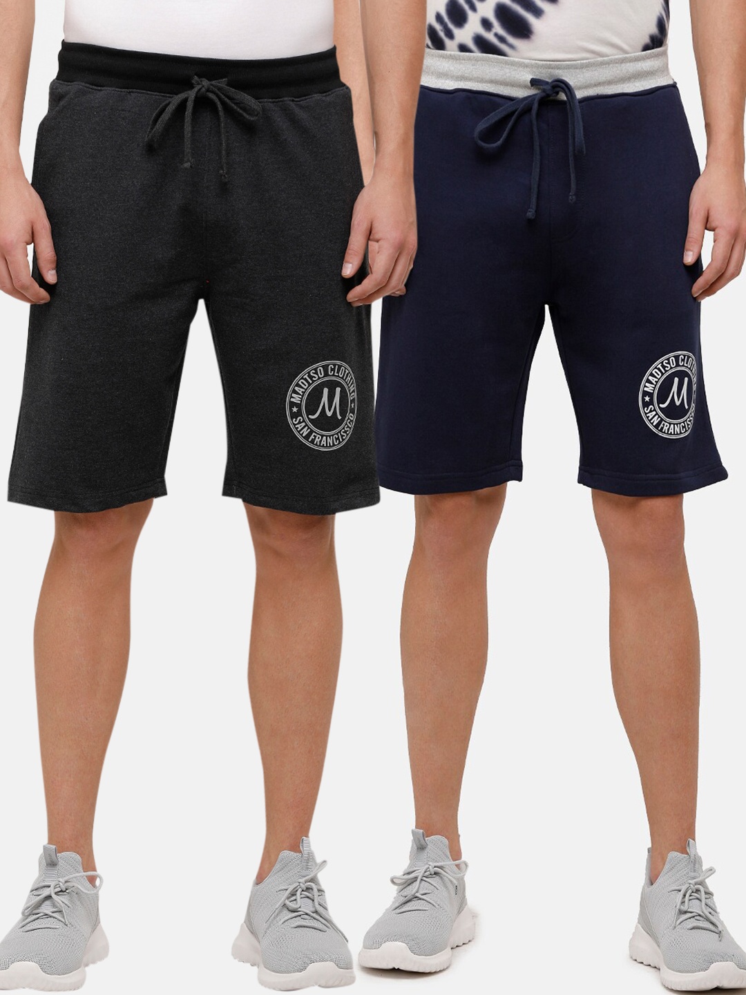 

MADSTO Men Grey Mid-Rise Regular Shorts