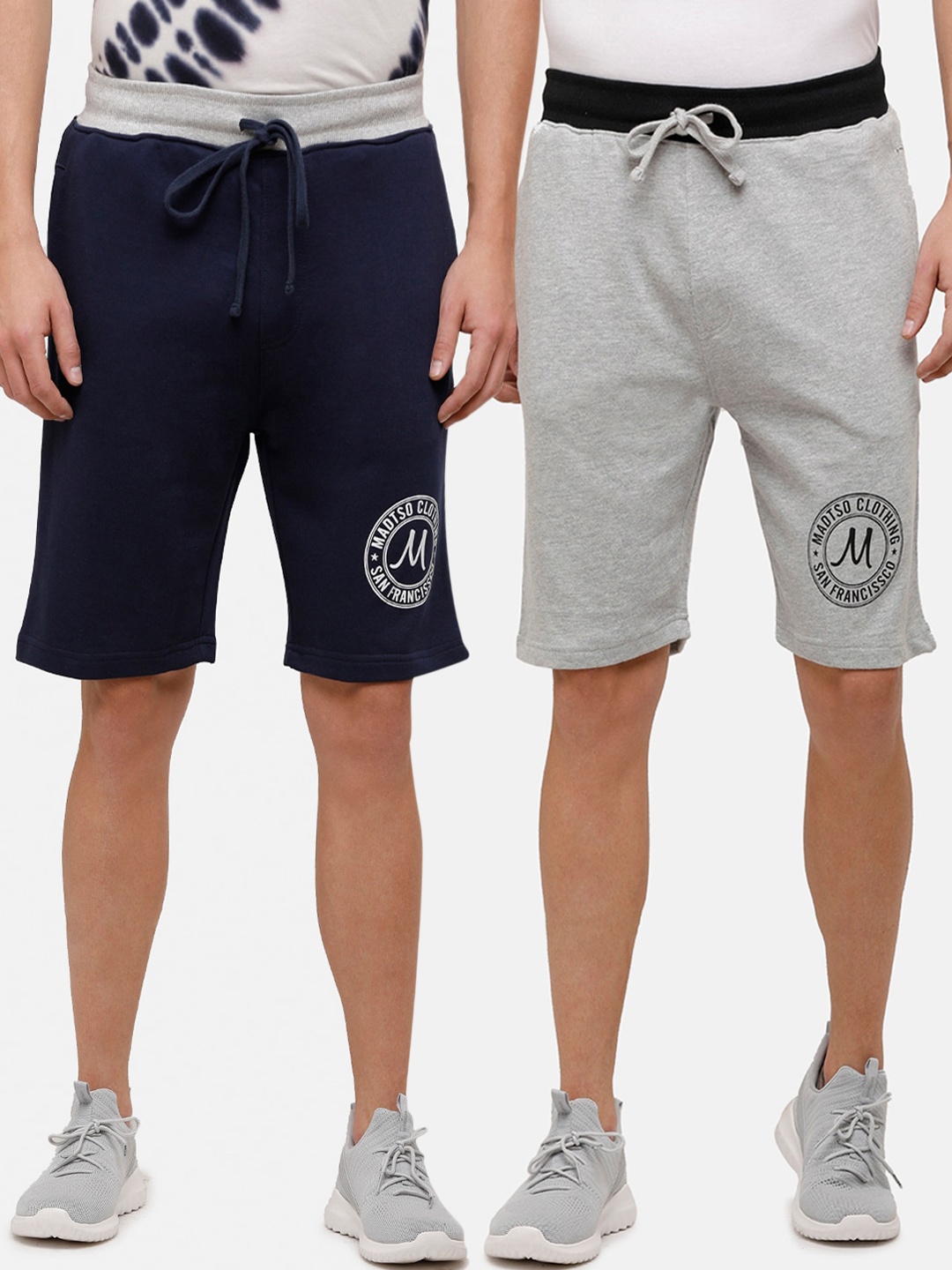 

MADSTO Men Navy Blue Mid-Rise Regular Shorts