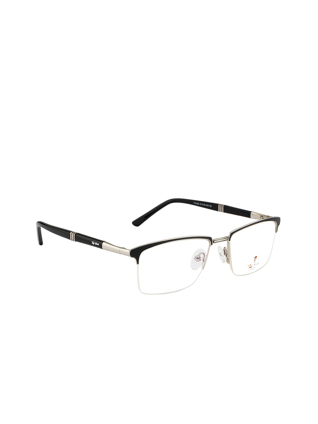 

Ted Smith Unisex Silver-Toned & Black Half Rim Rectangle Frames TS-313_C2