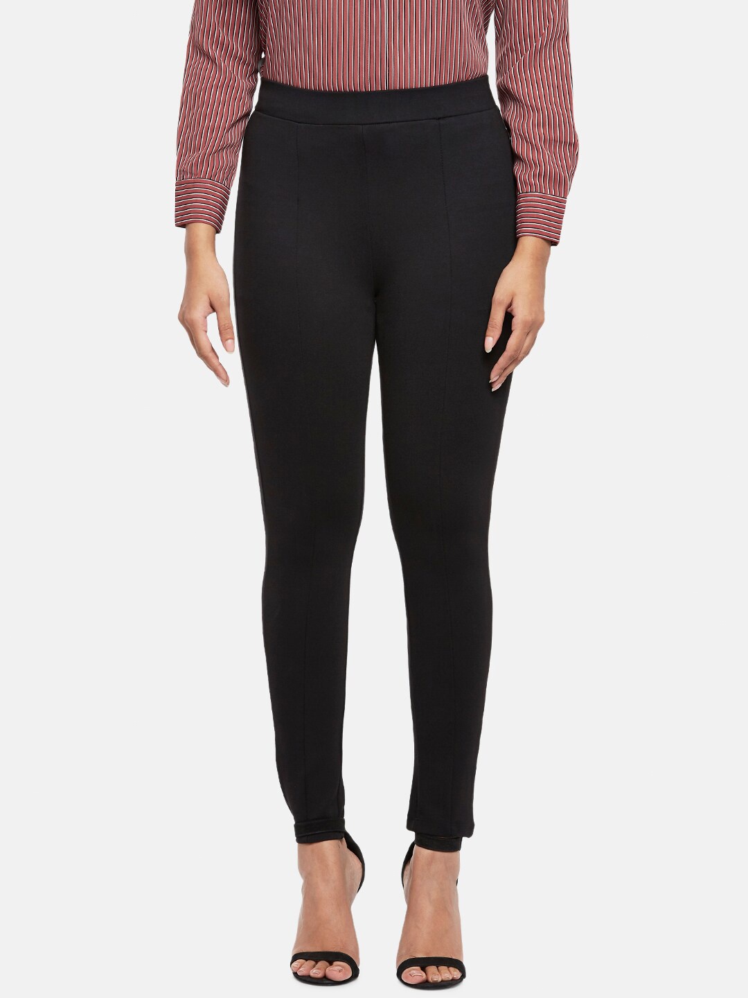 

Annabelle by Pantaloons Women Black Solid Slim Fit Treggings