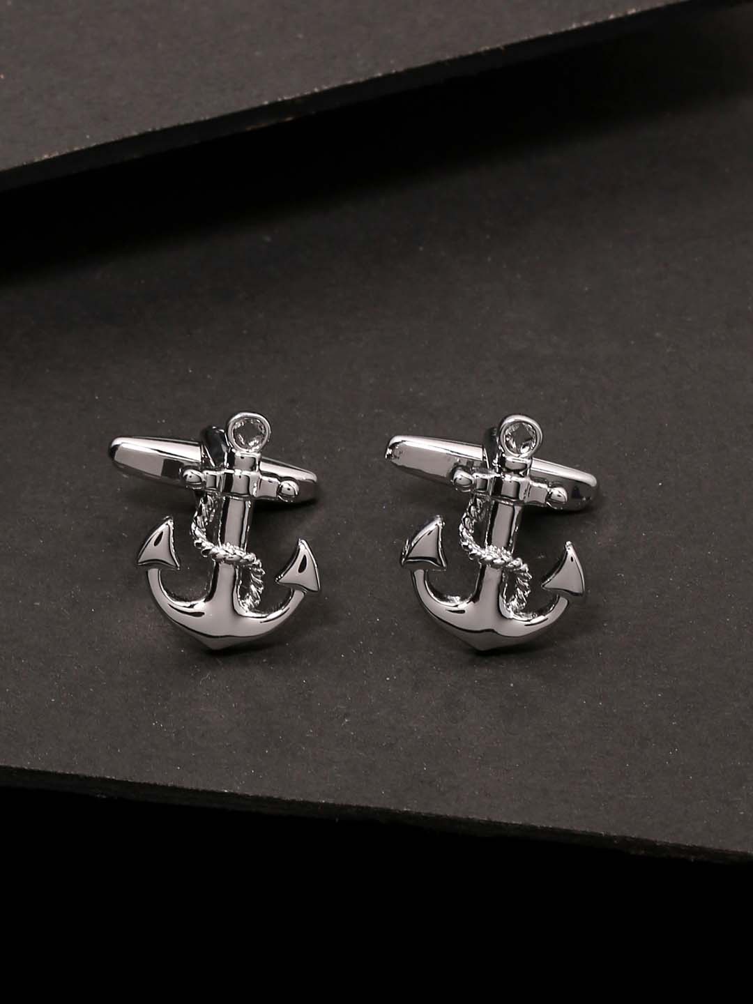 

Tistabene Men Silver-Toned Anchor Symbol Cufflink