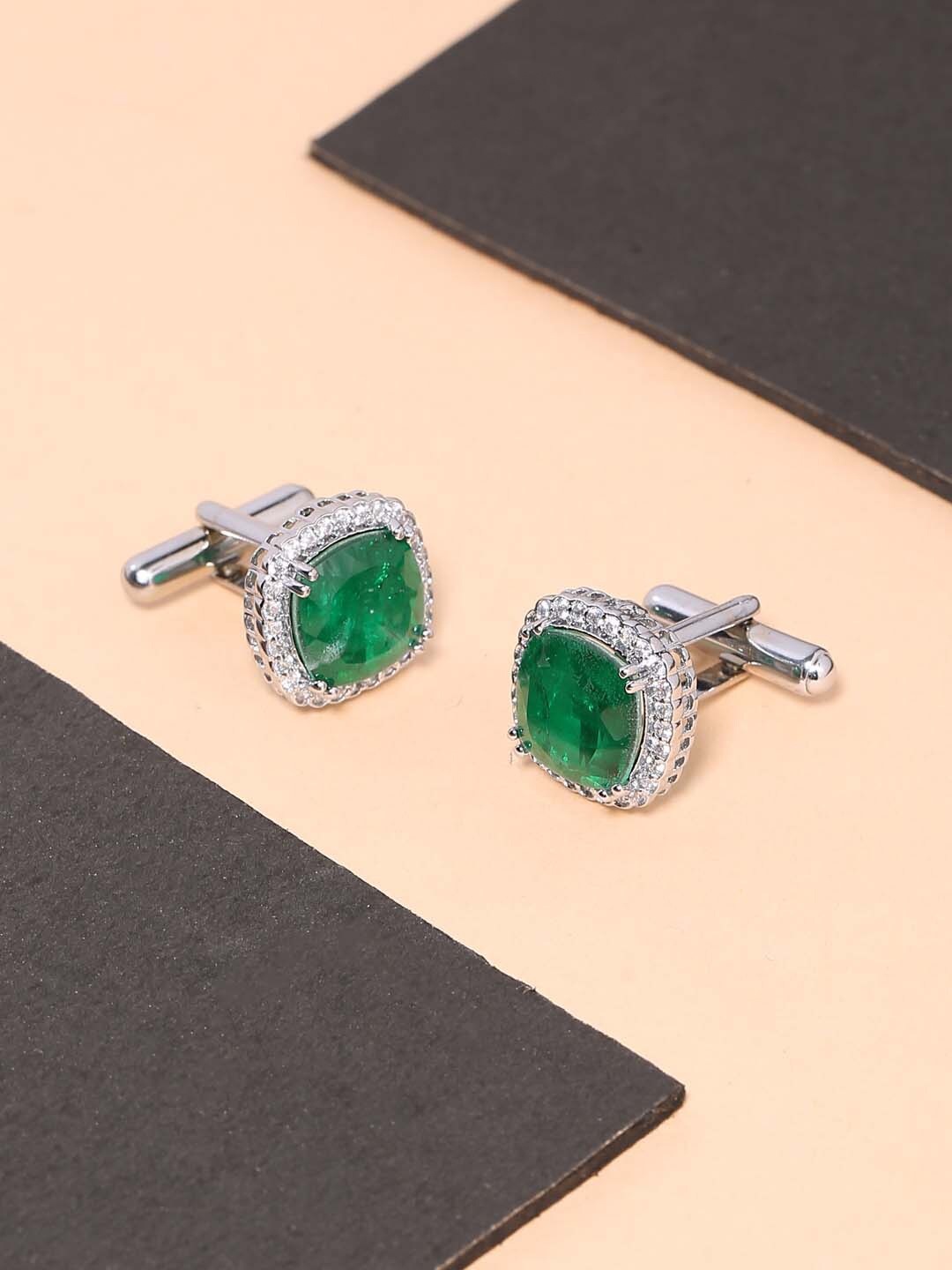 Tistabene Men Green Classic Colored Stones Bullet Back Cufflink