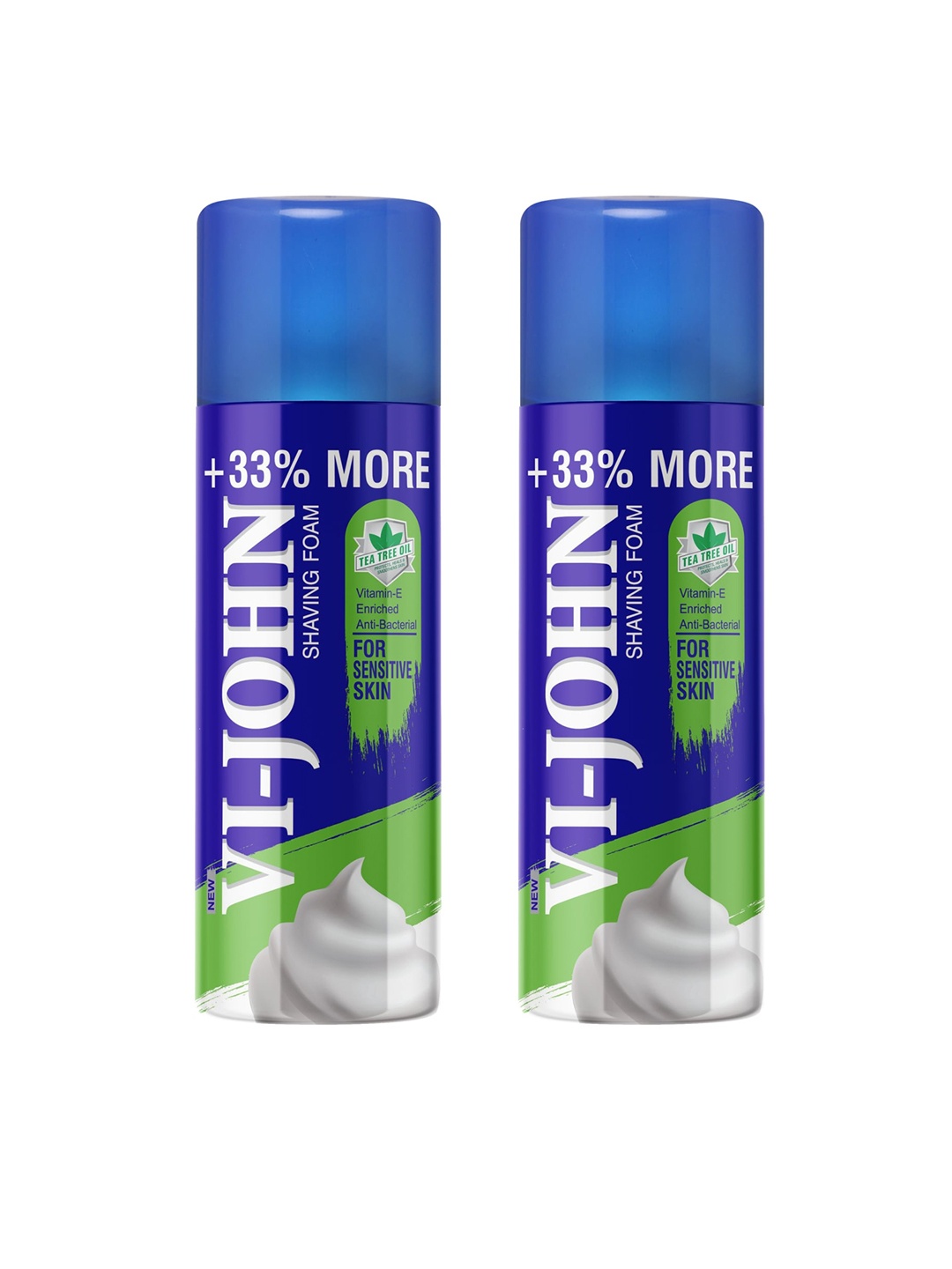 

VI-JOHN Set of 2 Shaving Foam with Tea-Tree Oil, Blue