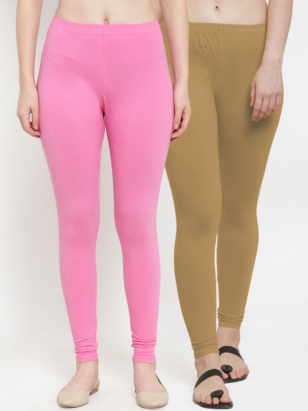 

GRACIT Women Pack of 2 Chudidar Length Legging, Pink