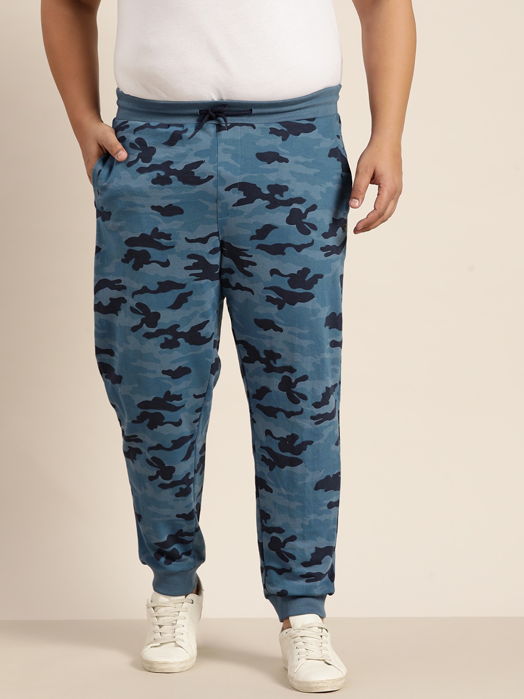 

Sztori Men Plus Size Blue Camouflage Track Pants