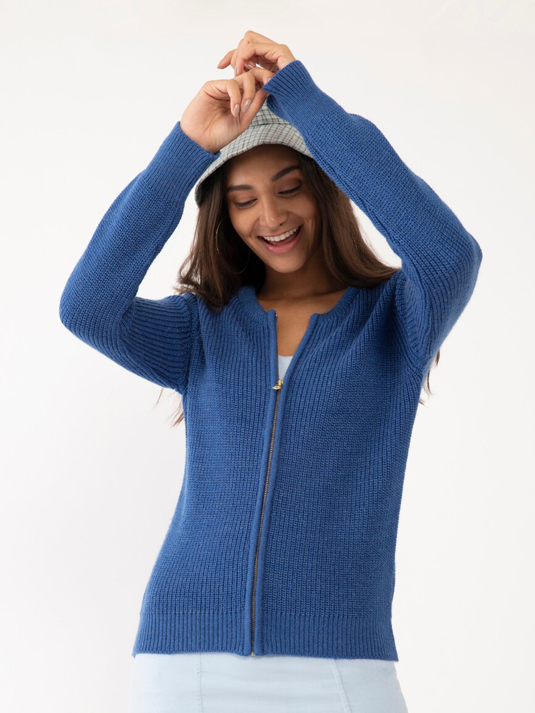 

Zink London Women Blue Front-Open Sweaters