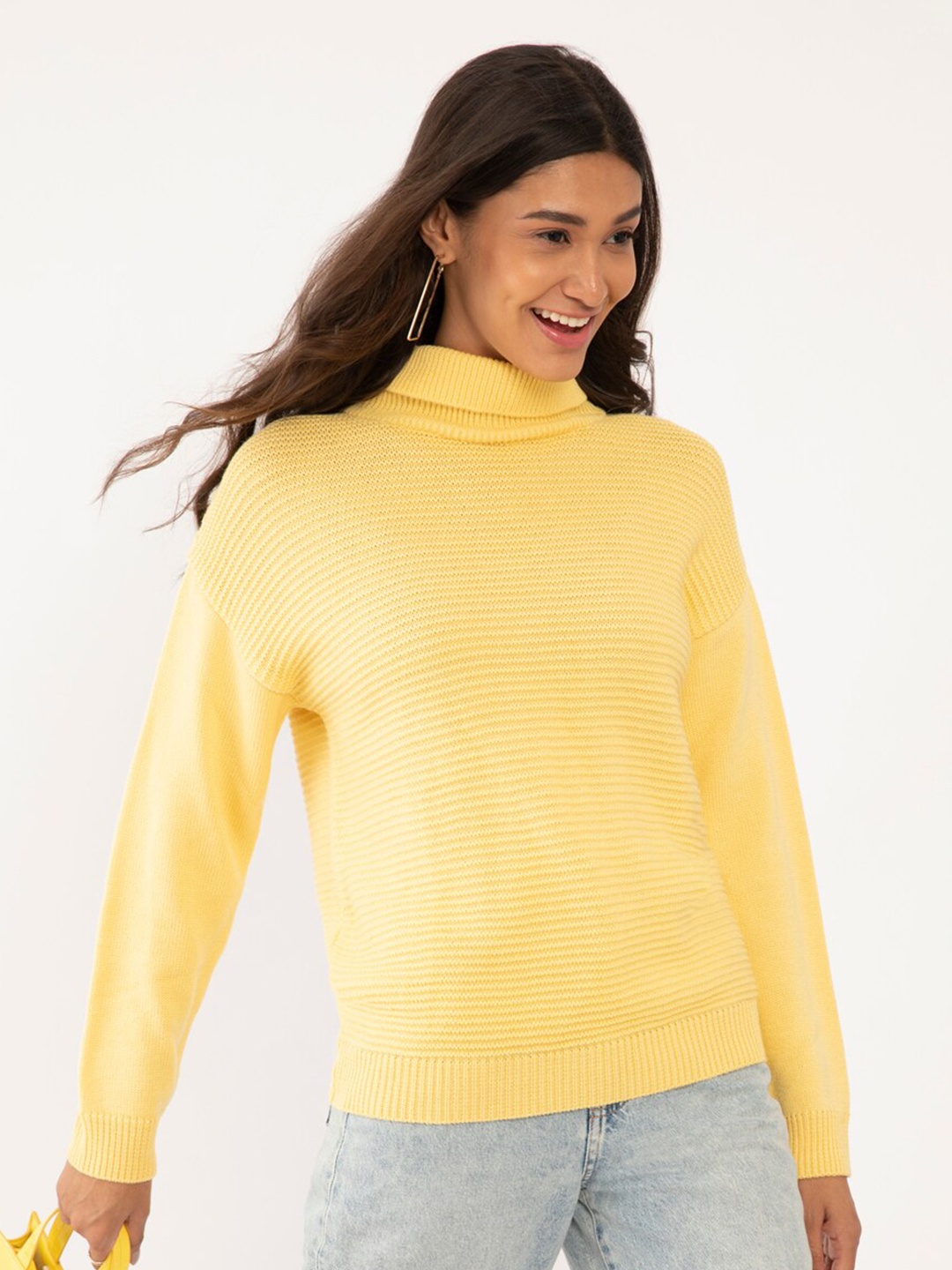 

Zink London Women Yellow Turtle Neck Pullover Sweater