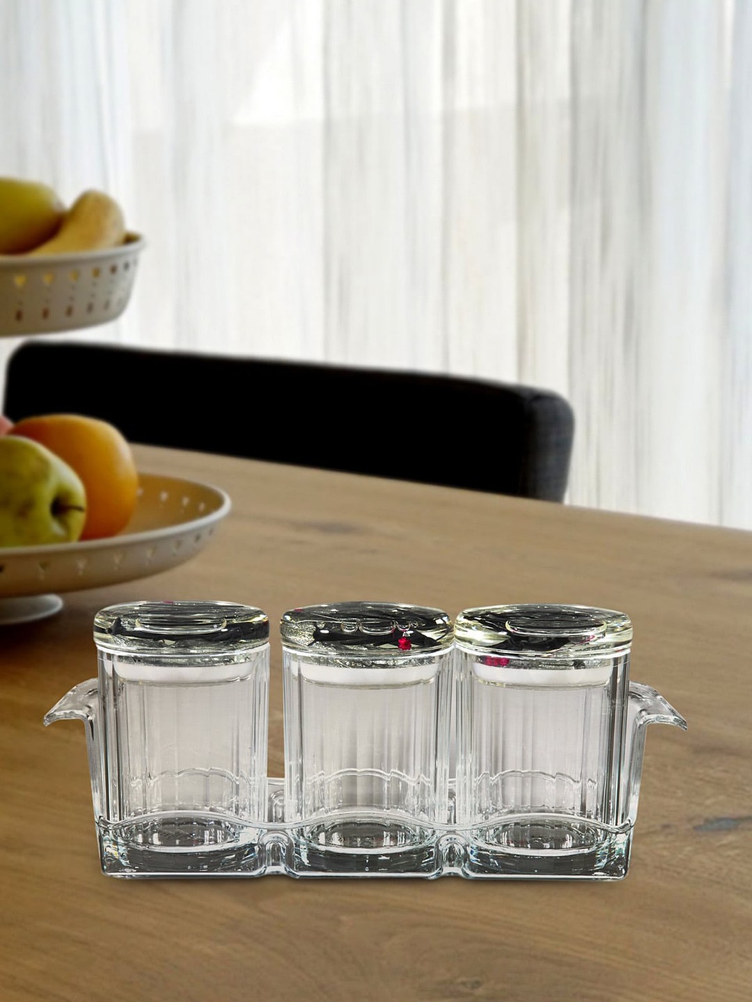 

OBSESSIONS Transparent & Grey Set Of 3 Agua Acrylic Air Tight Jar