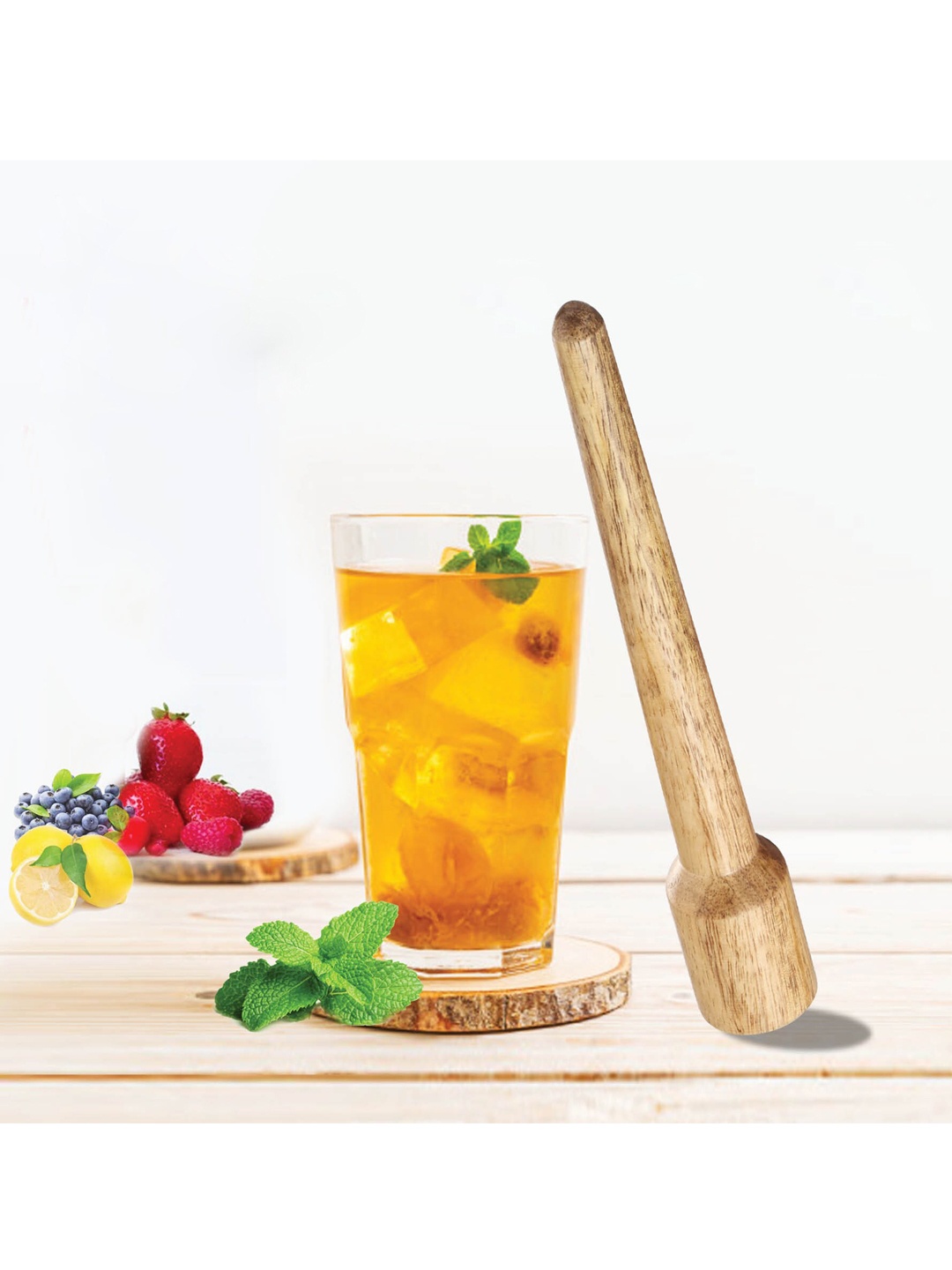 

URBAN CHEF Beige Natural Wooden Muddler Bar Tool