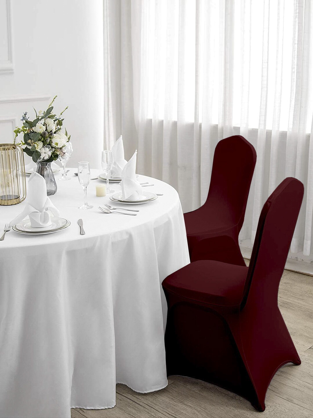 

Cortina Set of 2 Maroon Banquet Chair Covers