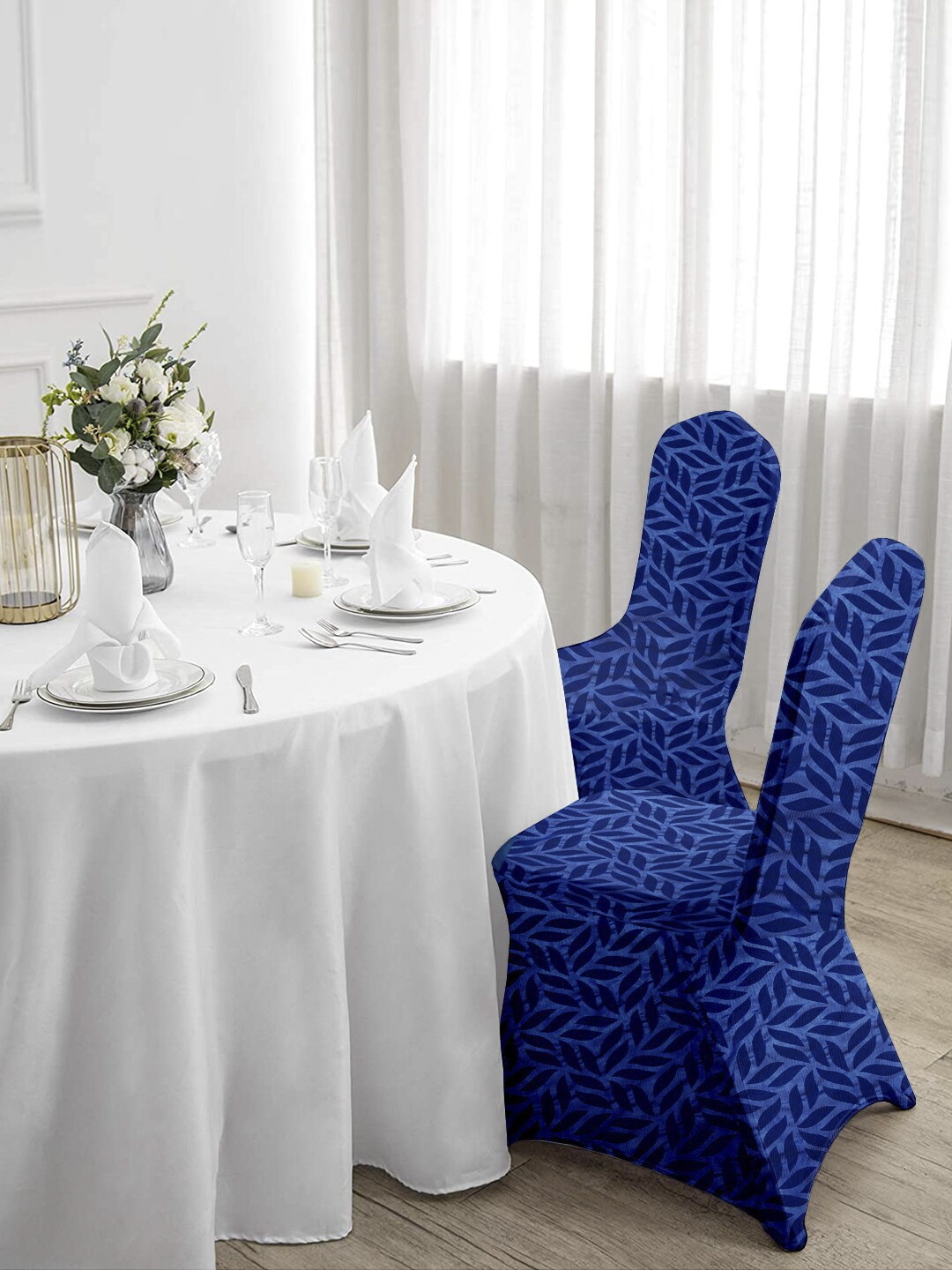 

Cortina Blue Set of 6 Printed Banquet Elastic Chair Covers