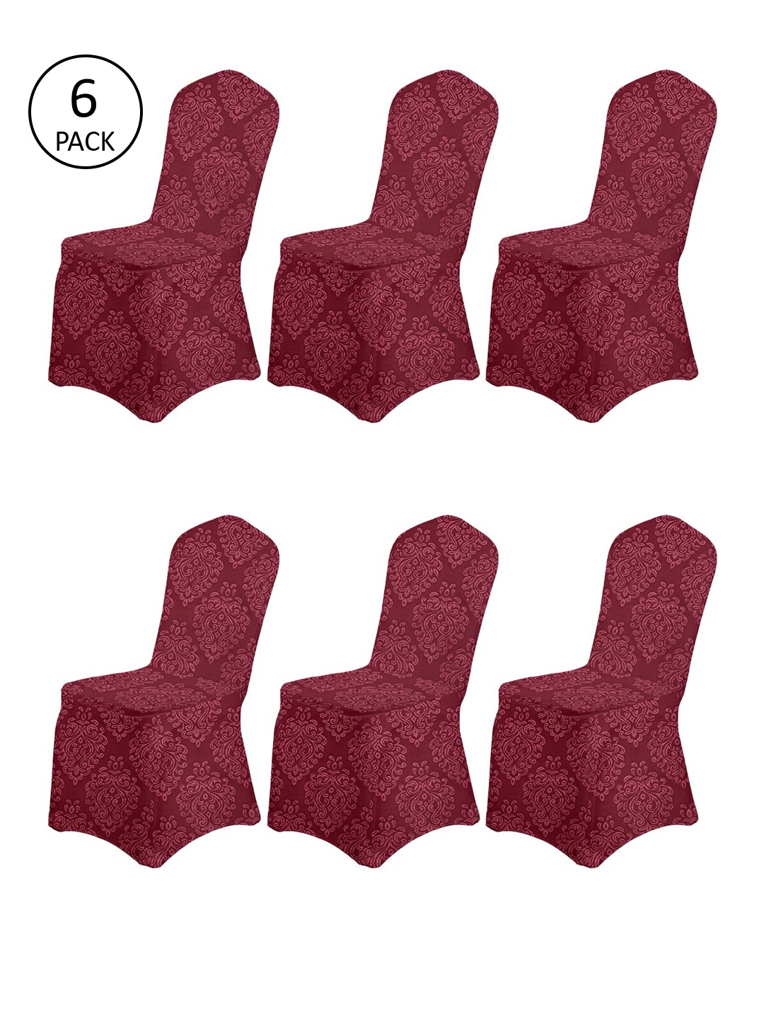 

Cortina Maroon Set of 6 Printed Banquet Elastic Chair Covers