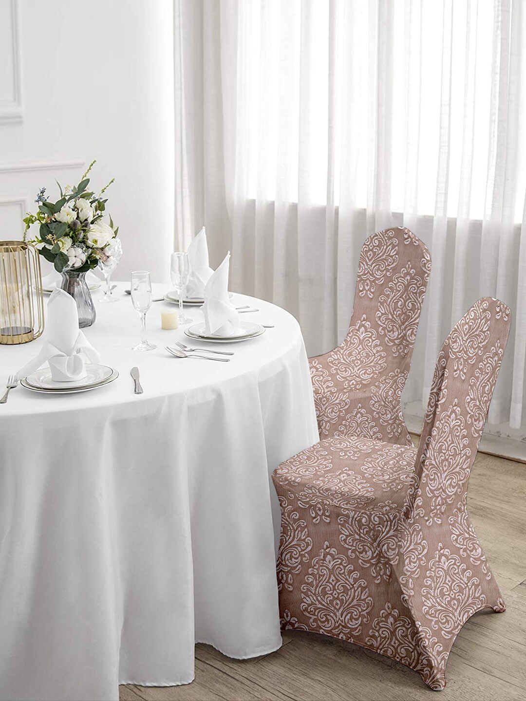 

Cortina Pink Set of 6 Printed Banquet Elastic Chair Covers