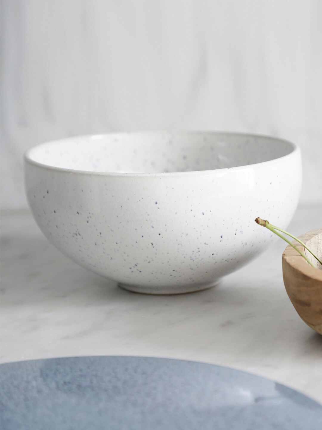

Denby Studio White & Blue Printed Chalk Rice Bowl