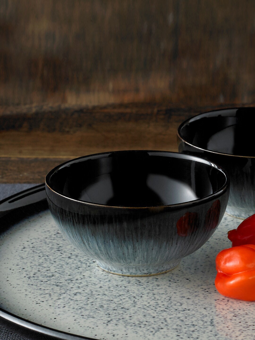 

Denby Black & White 1 Pieces Handcrafted Printed Stoneware Glossy Bowl