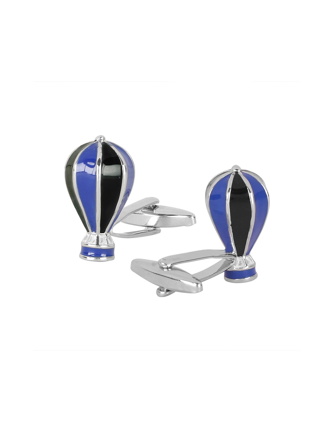 

bodha Men Blue & Black Silver Plated Parachute Hot Air Balloon Cufflinks