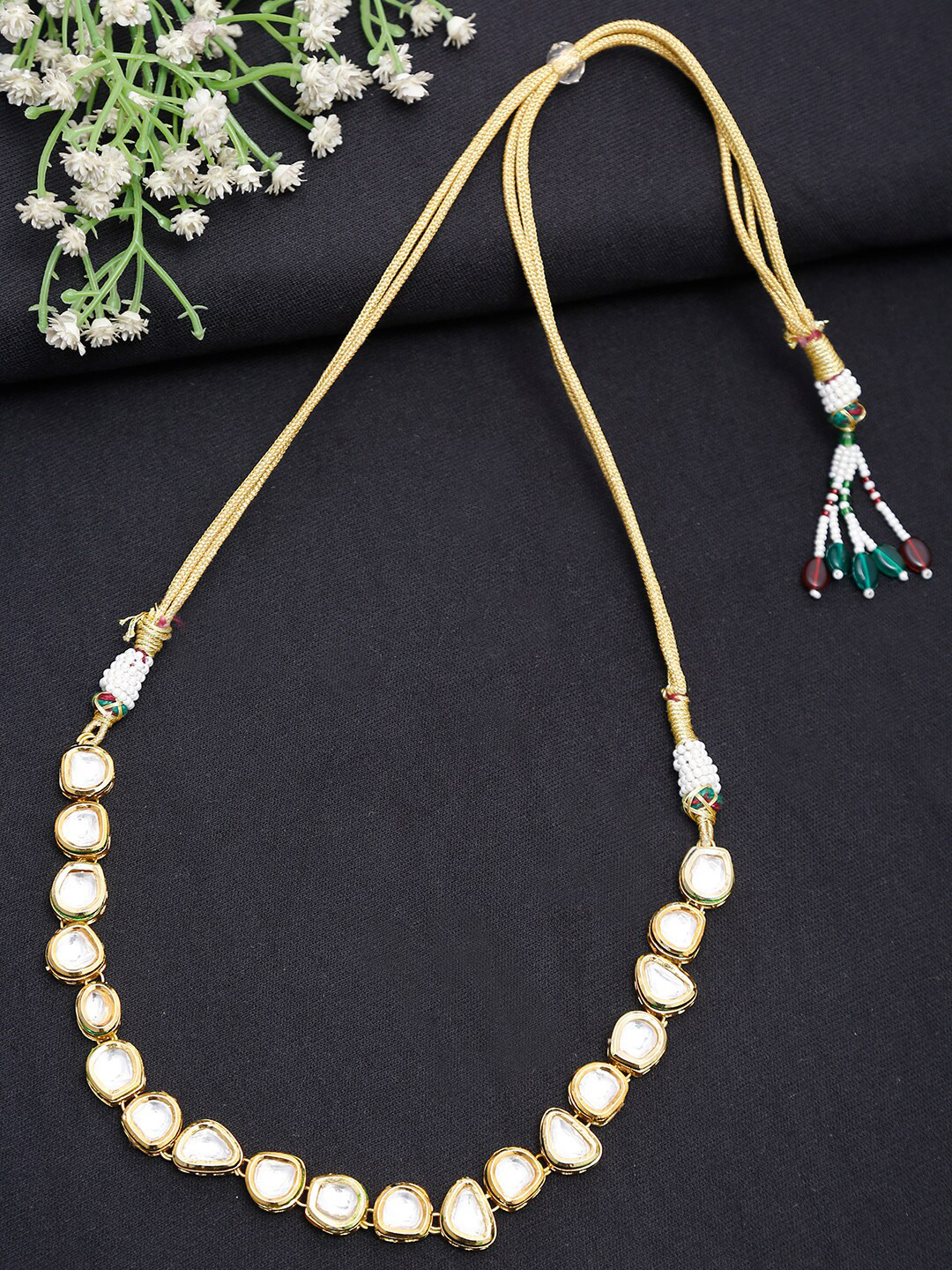

Ruby Raang White & Gold-Toned Gold-Plated Handcrafted Choker Necklace