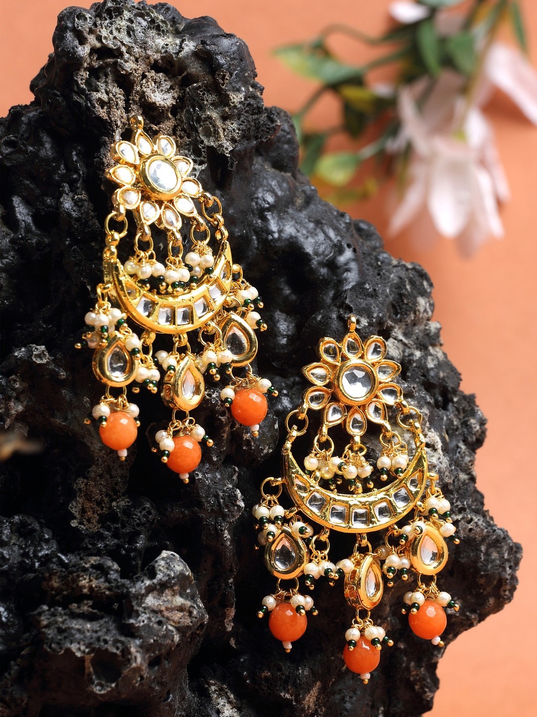 

Ruby Raang Gold-Toned & Gold-Plated Contemporary Drop Earrings